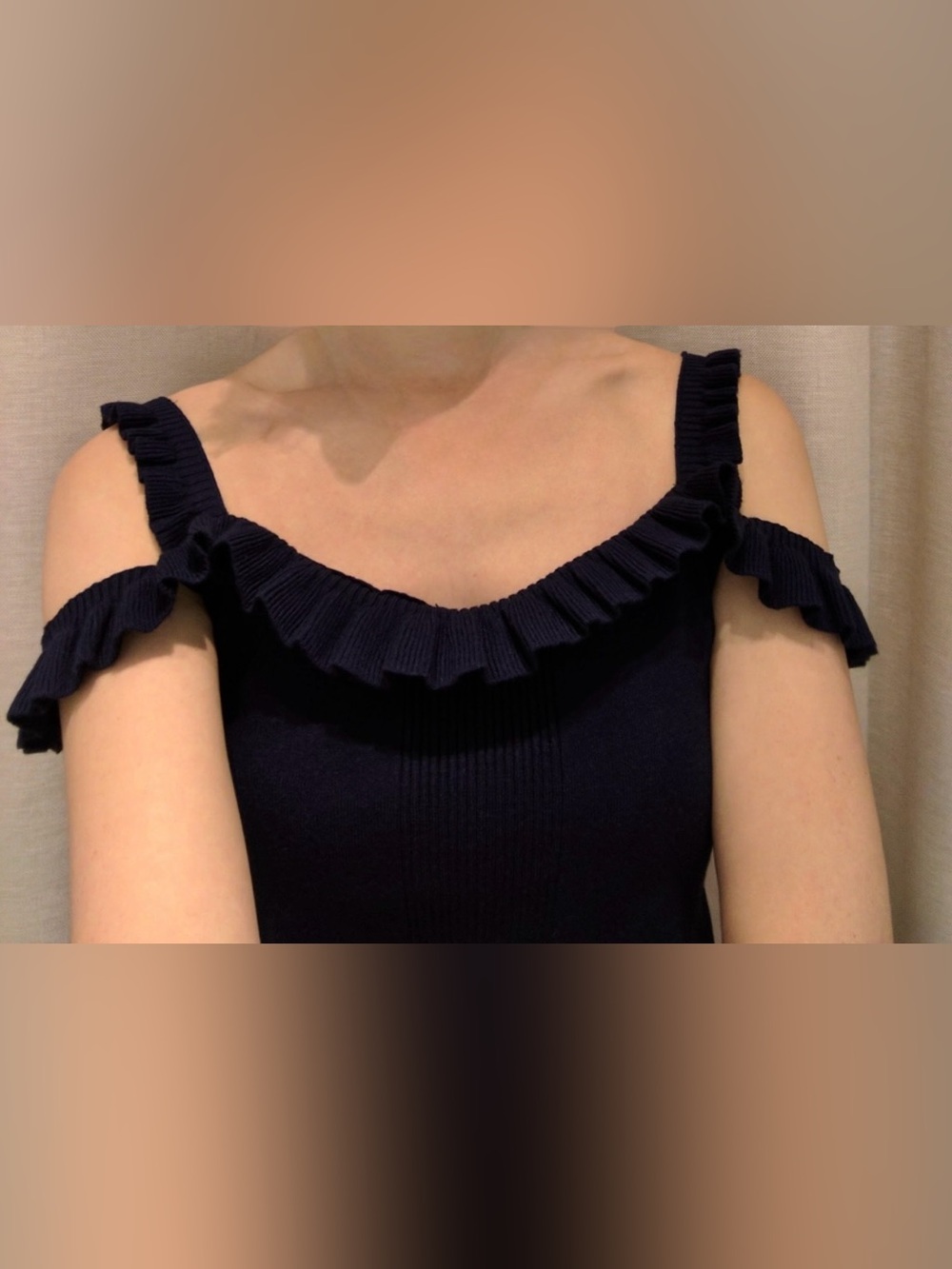 Club Monaco Navy Ruffled Knit Tank - Picture 2 of 2